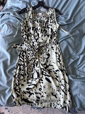 Diane Von Furstenberg Mint Green & Black Abstract Print Sleeveless Midi Dress